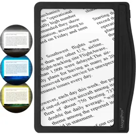 Magnipros 850052380069 5x Large Led Page Magnifier For Reading Magnifying Reader With 3 Color Lighti