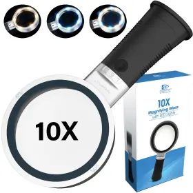 Magnipros 860003200889 Extra Large 10x Magnifying Glass With Detachable Lenses- 3 Color Modes S