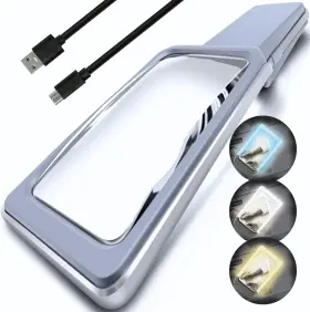 Ed12 Magnipros 6x Rechargeable Magnifying Glass For Reading With 3 Color Light Modes