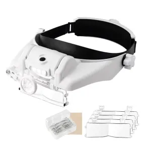 Morduedde 606829037861 Lighted Head Magnifying Glasses Visor Headset With Light - Headband Magnifier