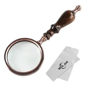Mslan 757233246896 Magnifying Glass 10x Antique Copper Handheld With Wooden Handle And Real Glas