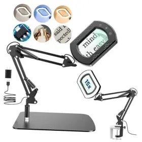 Mzyskj 0099 Magnifying Glass With Light And Stand 15x Hands Free Lighted Lamp