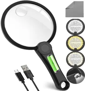 Szyy-18650-5f Nebulaflicker Large Hand Held Magnifying Glass With Light 10x Illuminated High Power Magnif