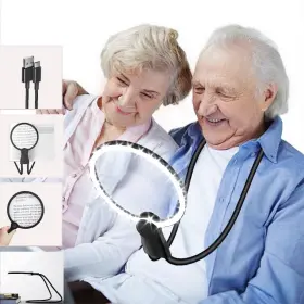 Wf001 Nebulaflicker Hands-free 6x Magnifying Glass And Goose Neck Magnifier With Light Neck-worn