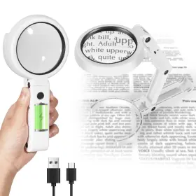 Wg902 Nebulaflicker Upgraded Rechargeable 10x Magnifying Glass With Light And Stand Foldable Han