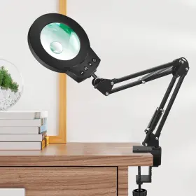 Noevsbig N-5x-b Magnifying Glass Light Clamp Desktop Lamp Stand Desk Table Close Work Up For