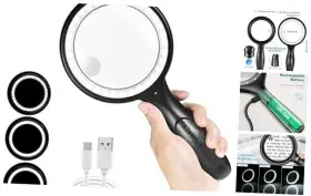 2022-fdj-001 Ntrjtrss Large Magnifying Glass With Light For Reading 60x 30x Handheld
