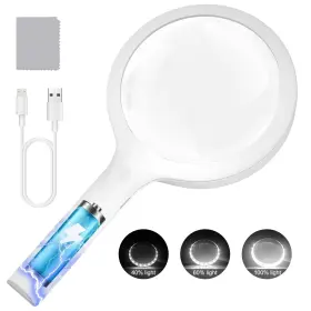10x-yxsc-b Nueyio 30x Charge Magnifying Glass With Light 4.33inch Large Handheld Gl