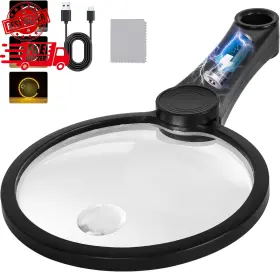 Nueyio 711181544855 5.2 Inch Large Rechargeable Magnifier With Light 30x 40x 60x Handheld
