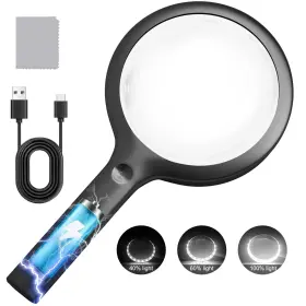 B0cmps1v1t Nueyio 30x Charge Magnifier With Light 4.33inch Large Handheld Magnifying Glass Wit