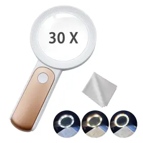 Nxbinus 770651424219 Handheld Magnifying Glass With Light30x 18 Led Illuminated M