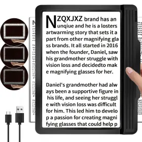 Ab-12 Nzqxjxz 5x Rechargeable Full Book Page Magnifier 6 Inch X 9 Magnifying Glass For Reading