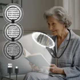 Nzv19b1009gbfdj05 Nzqxjxz Upgrade 5x Rechargeable Hands Free Magnifying Glass With Light Flexible Goose