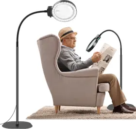 Nzv46240111ldfdj Nzqxjxz 10x 30x Floor Magnifying Glass With Light And Stand 36 Led Flexible Black