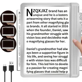 Nzv46240301fdjy Nzqxjxz 5x Rechargeable Full Book Page Magnifier 6 Inch X 9 Magnifying Glass For Read