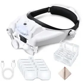 Nzv60h0801tdfdj02 Nzqxjxz Headband Magnifier With Light Rechargeable Magnifying Glasses 1x To 14x Han