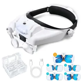 Nzv60h0806tdfdj01 Nzqxjxz Headband Magnifier With Light Magnifying Glasses 1x To 14x Rechargeable Han