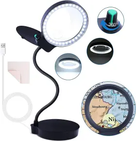 Nzz02h0412hshdtd Nzqxjxz Large 10x 20x Hd Magnifying Glass With Light Flexible Gooseneck Usb Powered