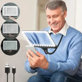 V19b1211fdj Nzqxjxz Rechargeable Hands Free Magnifying Glass With Light And Stand 5x Magn