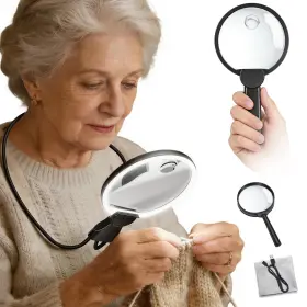 Ofeace 762467610870 Magnifying Glass With Light For Reading Hands Free Magnifier Books