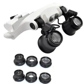 Ollgen 714838802896 10x 15x 20x 25x Magnifications Led Double Eye Head Wearing Magnifying Glasses