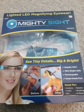 Ontel 392851949316 New Mighty Sight Rechargeable Led Magnifying Glasses Free Carrying Case