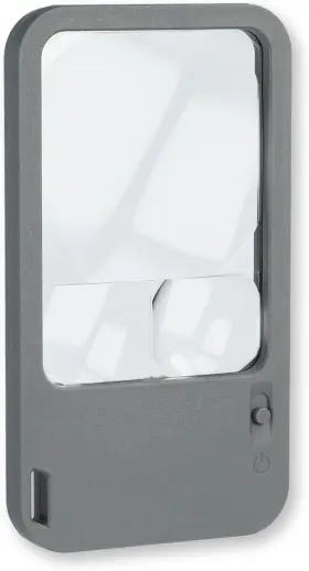 Pm-33 Optical Inc Multi-power Led Lighted Pocket Magnifier Gray