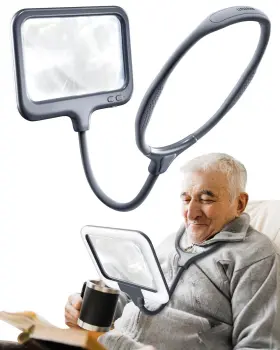 Pmg-002 Palprot Neck Magnifier With Light Hands Free - 3x Full Page Large Lighted Magnifying