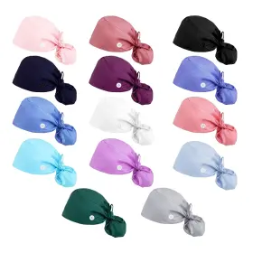 Fdm219 Pedobali 14 Pcs Work Scrub Cap Tie Sweatband Nurse Doctor Ponytail Pouch Button Hats