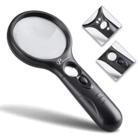 Picozon 701017002772 Magnifier With 3 Led Lights 3x 45x Magnifying Glass - Ideal For Reading Smal