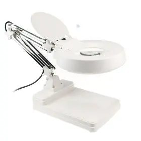 Preasion 840403790692 15x Magnifier 110v Folding Led Desk Lamp 5 Inch White Glass Lens Adj