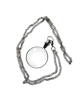 Prime Nautical Mgr-10x-silveronly 10x Magnifiers Glass Pendant Brass Vintage Style Chain Necklace With 40mm Dia