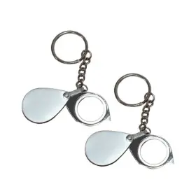Qemixly Ms066 2 Pcs Silver 20x Pocket Magnifier Gift Metal Folding Glass With Key Chain Jew