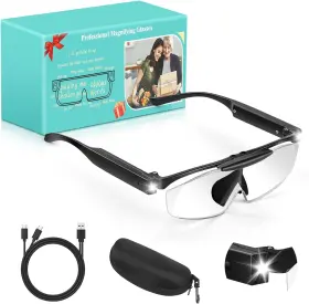 Qgzql 313052634612 250% Magnifying Glass With Light Rechargeable Head Magnifier Glasses