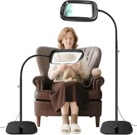 Hqm19b0916fdj Qgzql 30x 10x Extra Large Floor Magnifying Glass With Light And Stand 60 Led Flexible