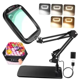 Hqm460527w626e Qgzql 10x 30x Extra Large Magnifying Glass With Light And Stand 7-inch Lighted