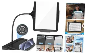 Hqm461018tsfdjh01 Qgzql 10x Large Rechargeable Magnifying Glass With Light And Stand 50 Led Black