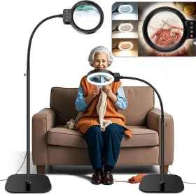 Hqm461114tsfdjl8 Qgzql 30x 10x Large Floor Magnifying Glass With Light And Stand 72 Led Flexible Goosen