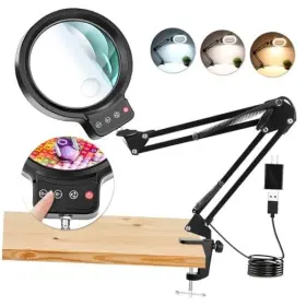 Hqm46250329l70 Qgzql 10x 30x Large Magnifying Glass With Light And Clamp Clip On Lighted