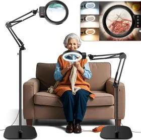 Hqm60251027ldfdjl9 Qgzql 30x 10x Large Floor Magnifying Glass With Light And Stand 72 Led Adjustable Heig