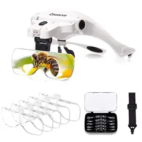 Qnoavve 755520614175 Magnifying Glasses - Headband Magnifier With 2 Led Light Hands-free I