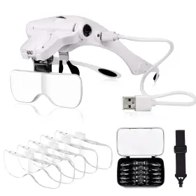 Qnoavve 755520614229 Head Mount Magnifier With Light Usb Charging Magnifying Glasses For Close Wo