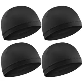 Quilax 5215lxfn4219 4pcs Black Skull Caps Wicking For Men Stretchy Wave Cap And Dura