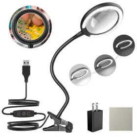 Raweao 717373384735 Led Magnifying Lamp With Clamp 3x Lighted Glass Light
