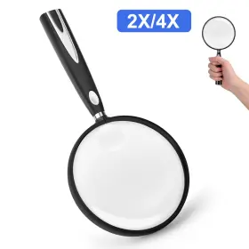 Redtagtown 600609607930 2x 4x Large Handheld Reading Magnifying Glass With Non-slip Handle For Seniors