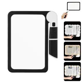 Redtagtown 690770223480 5x Reading Magnifier With Light Large Full Page Foldable Handheld Magnifying Glass