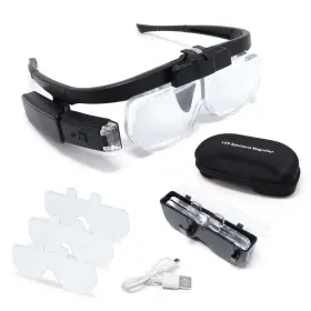Reliancer 741311020966 Led Head Mount Magnifier Glasses With 3 Detachable Lenses 2 Professional