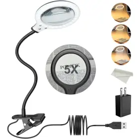 Djz-002 Riuog 5x Magnification Led Magnifying Lamp With Clamp Smart Touch Stepless Dim