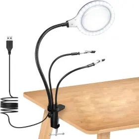 Gzj-001 Riuog Magnifier With Light And Clamp 5x Magnification Helping Hands Daylight Magnif