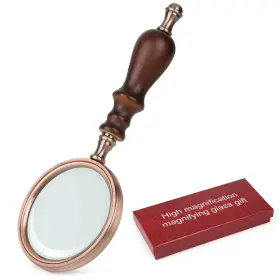 Rongon 639510437510 Handheld Magnifying Glass 10x Vintage Reading Magnifiers With Wooden Handle A
